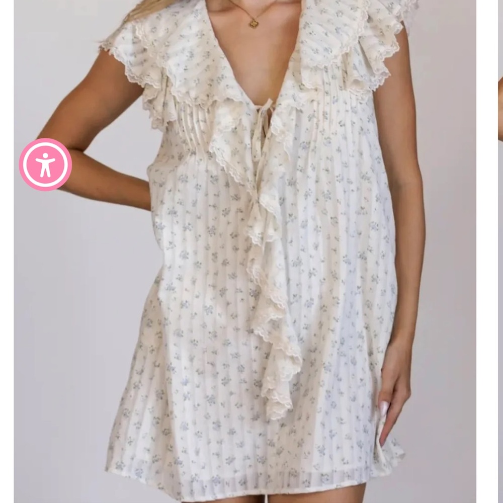 White floral ruffle dress